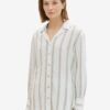Brown and White Ladies Striped Linen Shirt Tom Tailor - Ladies