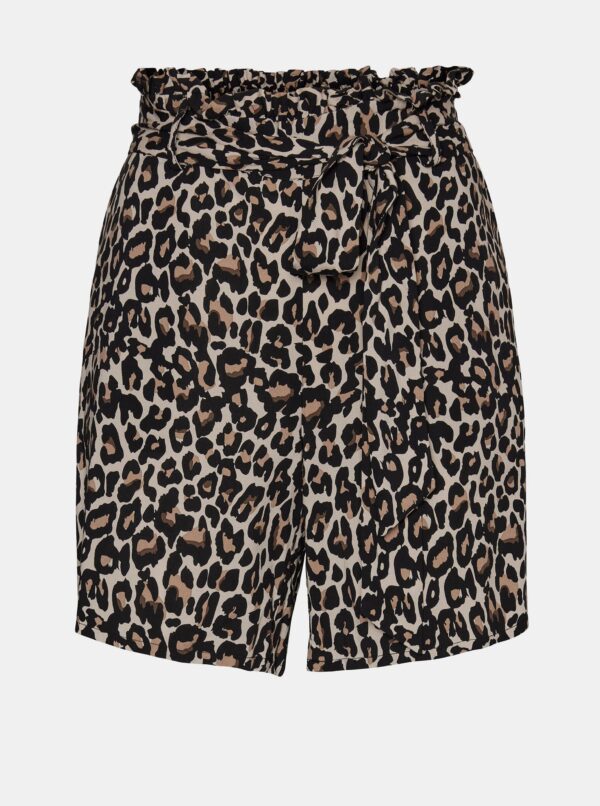 Brown and black patterned shorts with ties VERO MODA Simply - Women