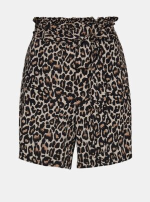 Brown and black patterned shorts with ties VERO MODA Simply - Women