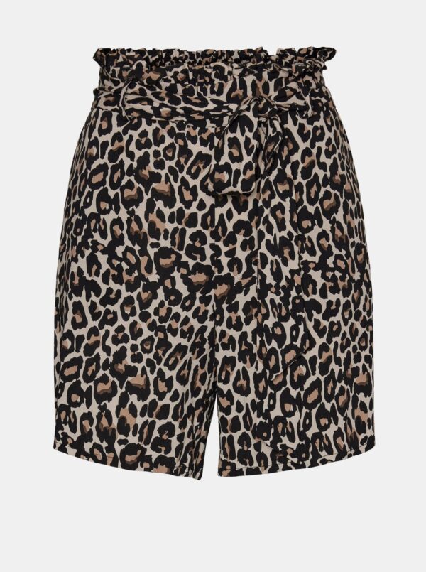Brown and black patterned shorts with ties VERO MODA Simply - Women