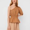 Brown asymmetric blouse AWARE by VERO MODA Olene - Women's