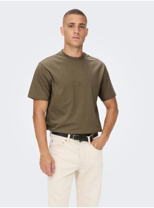 Brown basic T-shirt ONLY & SONS Fred - Men's