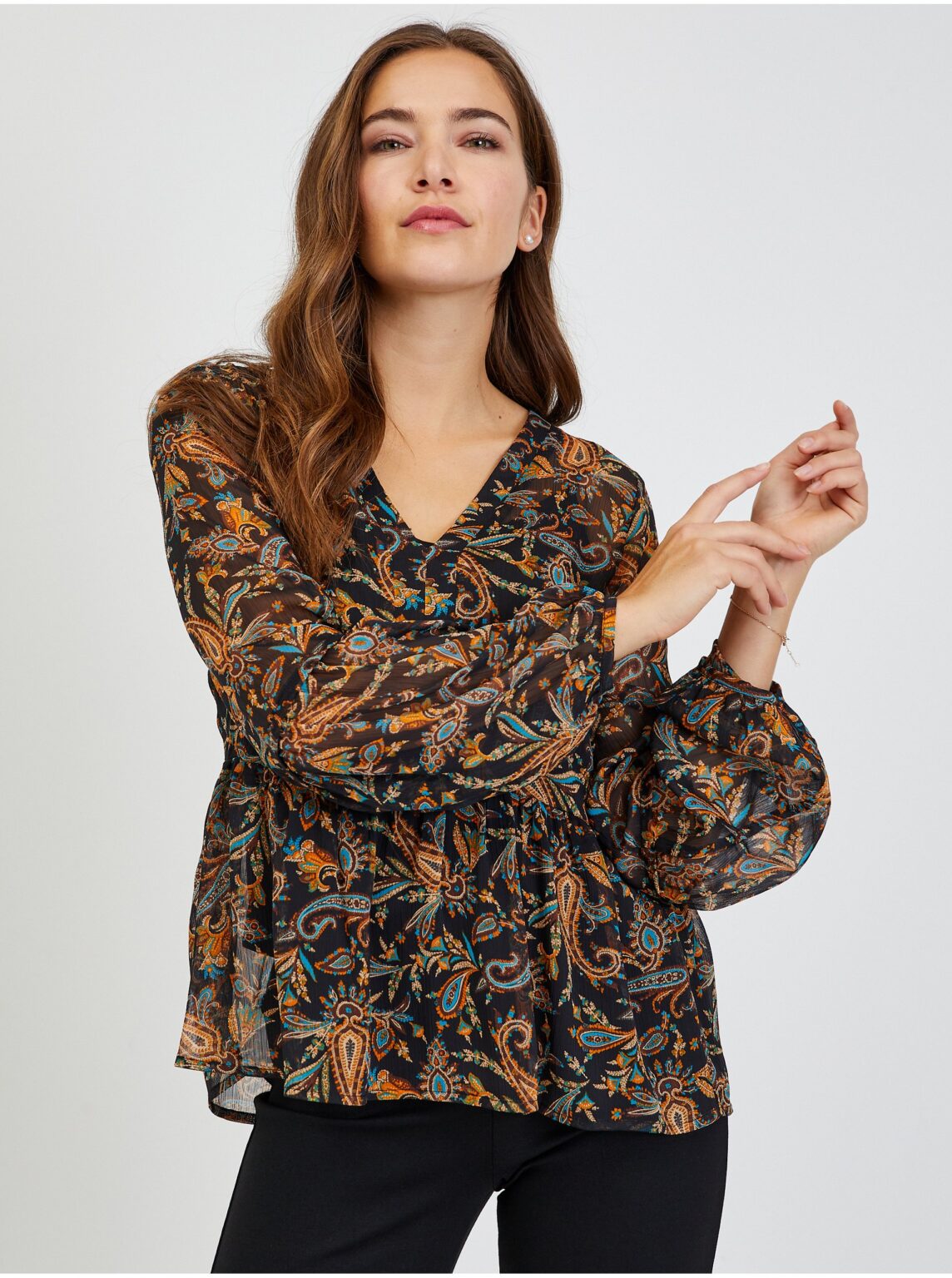 Brown-black women's patterned blouse ORSAY - Ladies