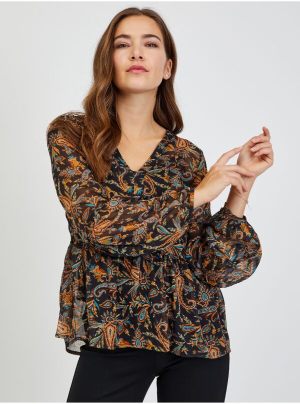 Brown-black women's patterned blouse ORSAY - Ladies