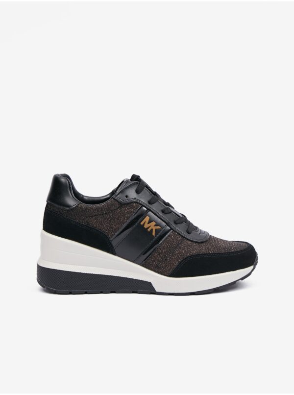 Brown-black women's wedge sneakers with leather details Michael Kors Ma - Women's