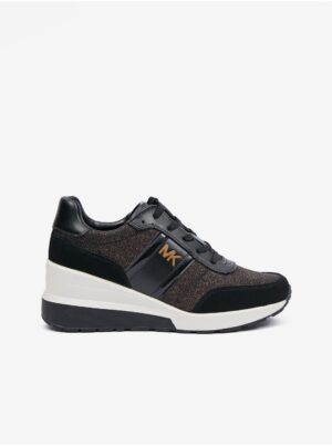 Brown-black women's wedge sneakers with leather details Michael Kors Ma - Women's