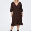 Brown-black women's wrap dress ONLY CARMAKOMA Lux Lea - Women's