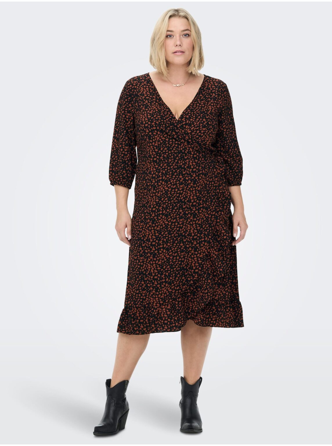 Brown-black women's wrap dress ONLY CARMAKOMA Lux Lea - Women's
