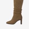 Brown boots on a heel in suede finish Tamaris - Women's