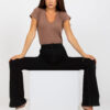 Brown cotton v-neck t-shirt