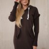 Brown dress with decorative ruffles and hood