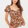 Brown floral blouse CAMAIEU - Ladies