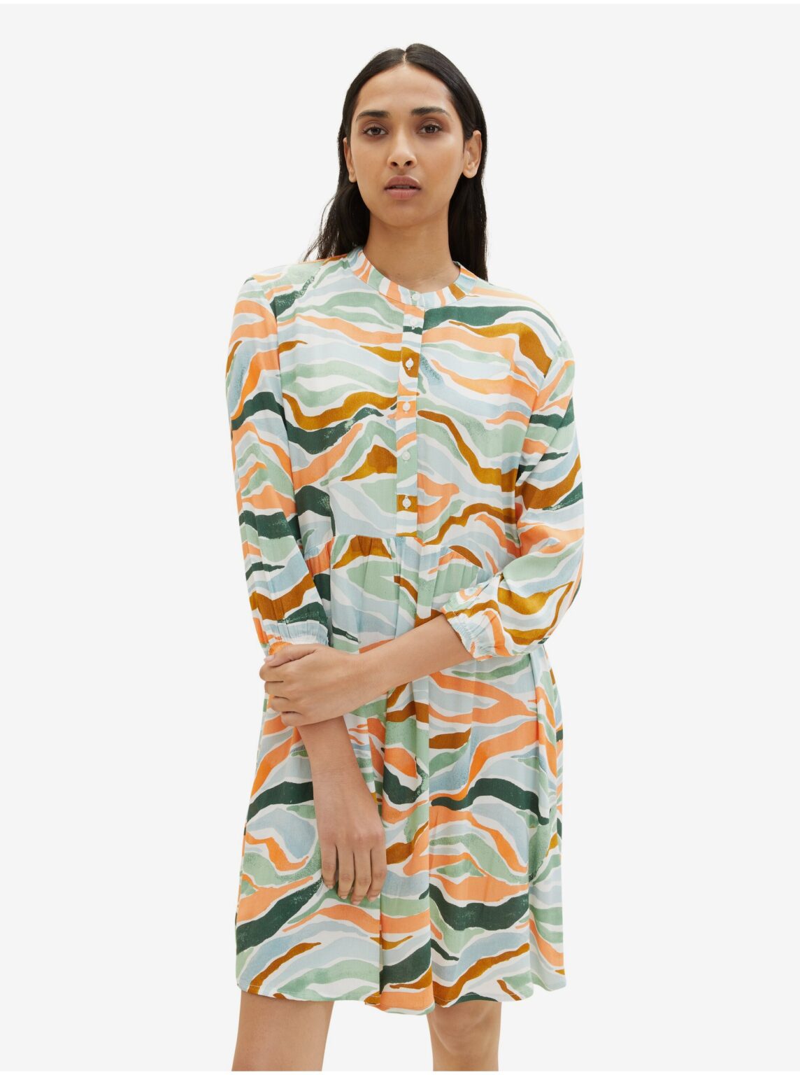 Brown-green women's patterned dress Tom Tailor - Women's