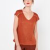 Brown linen blouse with buttons on back CAMAIEU - Ladies