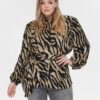 Brown patterned shirt with tie at waist ONLY CARMAKOMA Tundr - Women