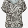 Brown-white patterned women's T-shirt Fransa