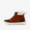 Brown women's ankle suede winter boots with faux fur SOREL Explore - Women's