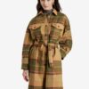 Brown women's checkered coat Desigual Abrig Checks - Women's