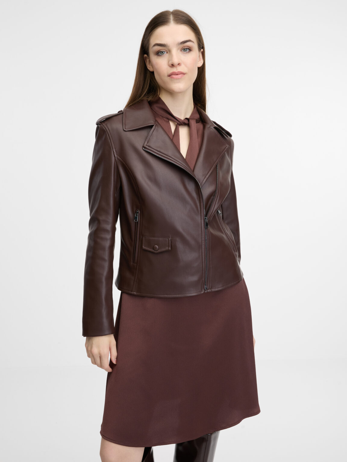 Brown women's faux leather jacket ORSAY - Women's