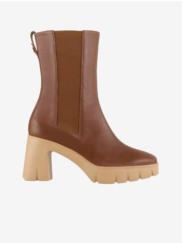 Brown women's leather boots on heel Högl Discovery - Women's