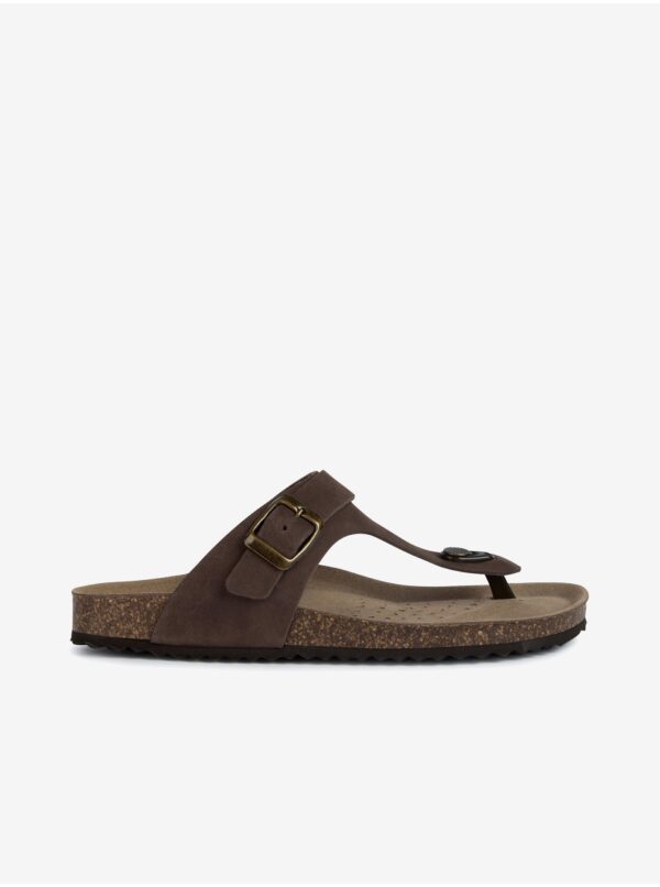Brown women's leather flip-flops Geox - Women's