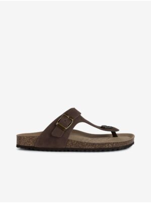 Brown women's leather flip-flops Geox - Women's