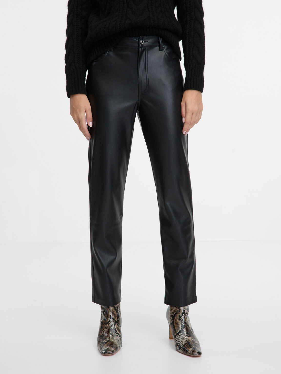Brown women's leather trousers ORSAY - Women's
