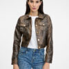 Brown women's patterned faux leather jacket ORSAY - Women's
