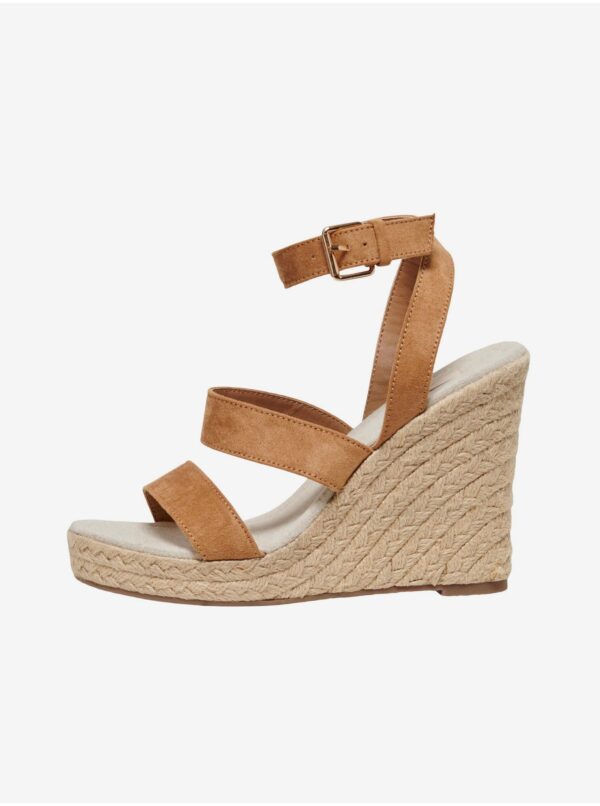 Brown women's wedge sandals in suede finish ONLY Amelia - Women's