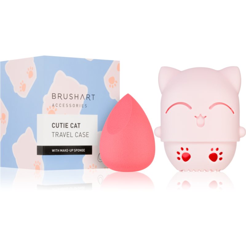 BrushArt Accessories Cutie Cat travel case with make-up sponge sminkszivacs alapozóhoz utazó tokkal-Ár