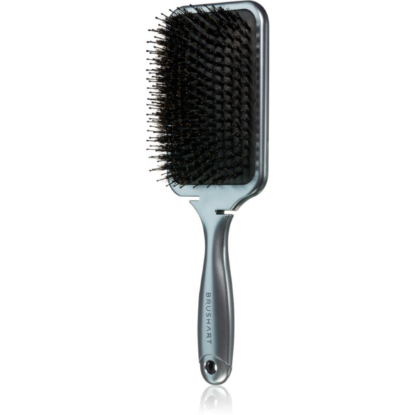 BrushArt Hair Boar bristle paddle hairbrush hajkefe vaddisznó sörtékkel Metallic Black 1 db