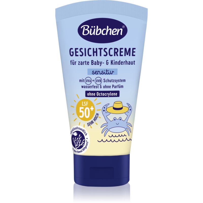 Bübchen Sensitive Sun Protection Face Cream SPF 50+ védő arckrém gyerekek számára SPF 50+ 6 m+ 50 ml-Ár