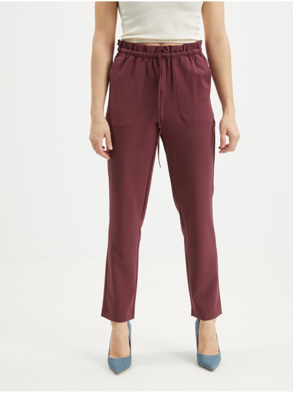 Burgundy cropped trousers VERO MODA-Theressa - Women