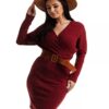 Burgundy dress Och Bella BE-BQ183.burgundy