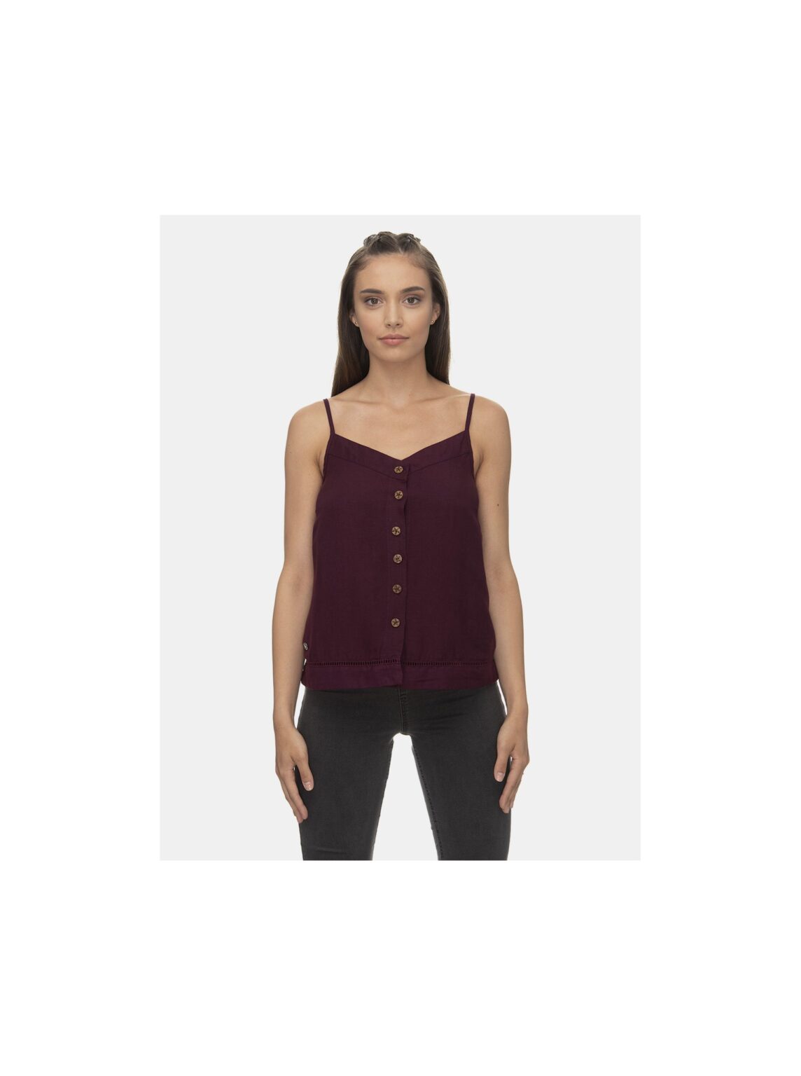 Burgundy linen top Ragwear Antolia - Women's