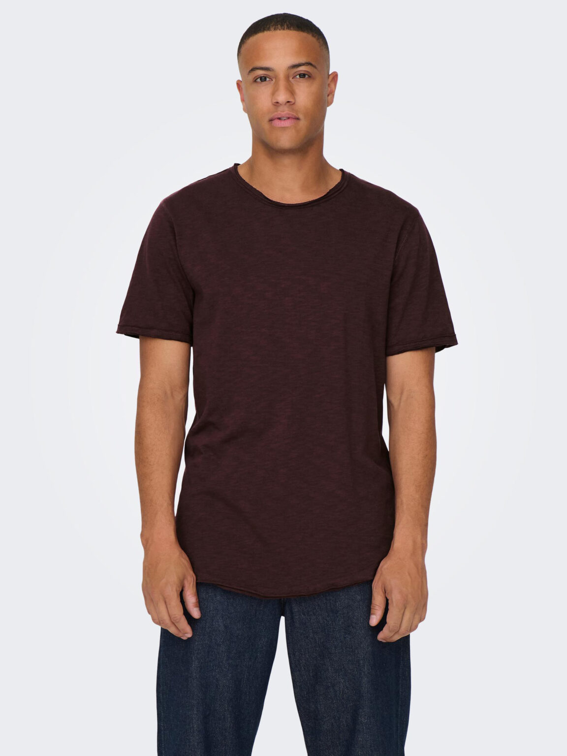 Burgundy men's brindle T-shirt ONLY & SONS Benne