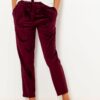 Burgundy velvet shortened trousers CAMAIEU - Ladies