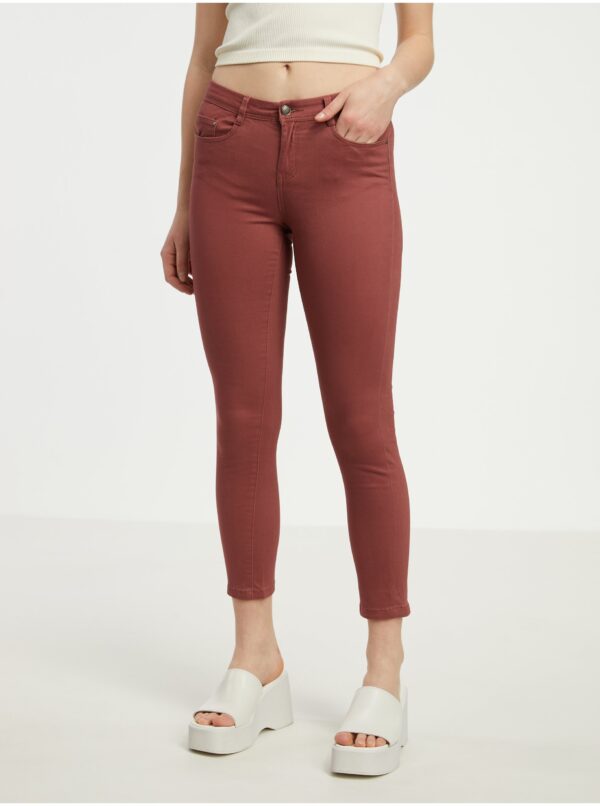 Burgundy women's skinny fit jeans CAMAIEU - Women's