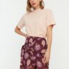 Burgundy wrap miniskirt Trendyol