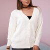 Button-down sweater with wide sleeves ecru