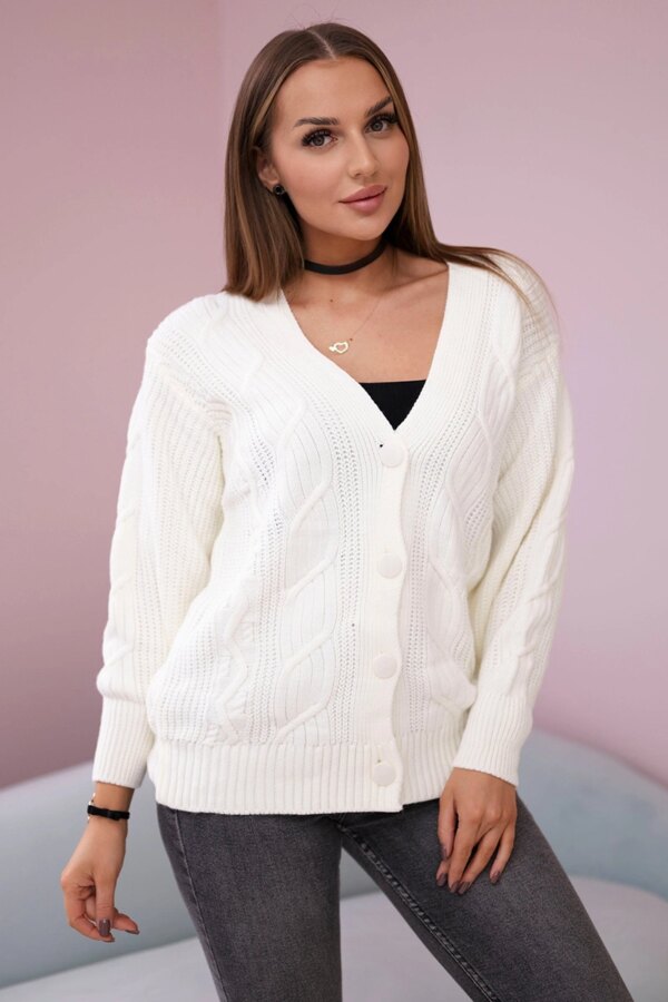 Button-down sweater with wide sleeves ecru