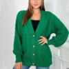 Buttoned sweater with puff sleeves green