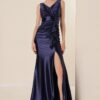 By Saygı Draped Front Flounce bélelt széles méretű hosszú szatén ruha