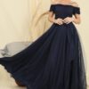 By Saygı Frilly Belted Collar And Sleeves Lined Long Tulle Dress