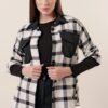 By Saygı Plaid Shanel Shirt With Collar And Pocket Garnish In Black