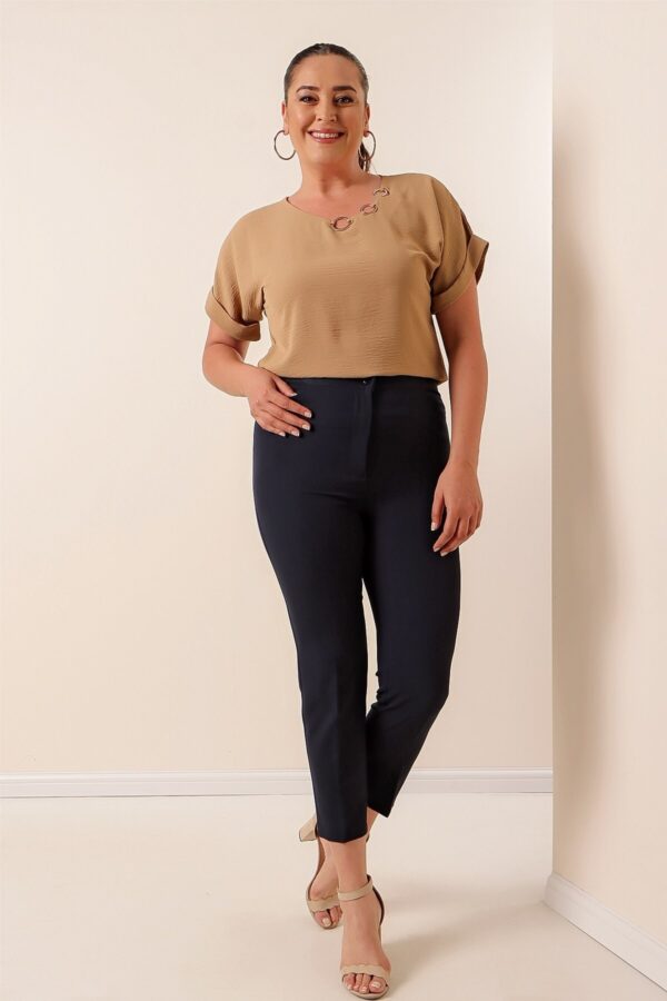 By Saygı Plus Size Lycra Pants with Pocket