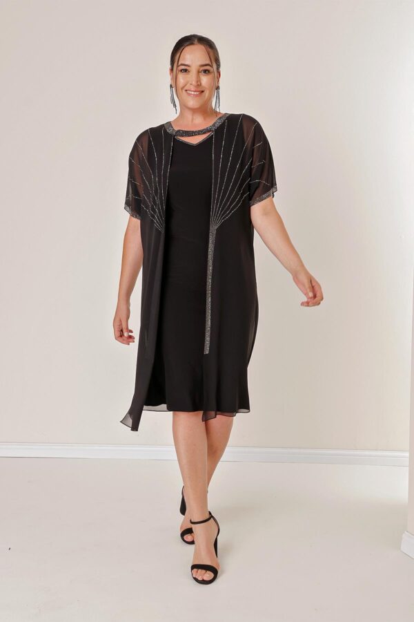 By Saygı Top sifon kő részletes gallér ablak Lycra B.B. ruha