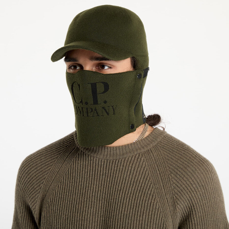 C.P. Company Extrafine Merino Wool Visor Neck Hat Green M-alacsony-ár