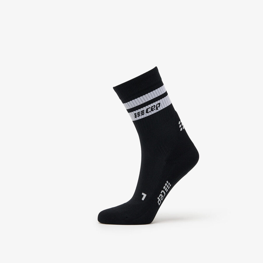 CEP 80's Mid Cut Compression Socks Black/ White M-alacsony-ár
