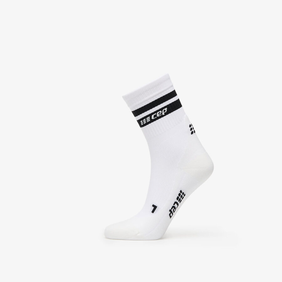 CEP 80's Mid Cut Compression Socks White/ Black M-alacsony-ár